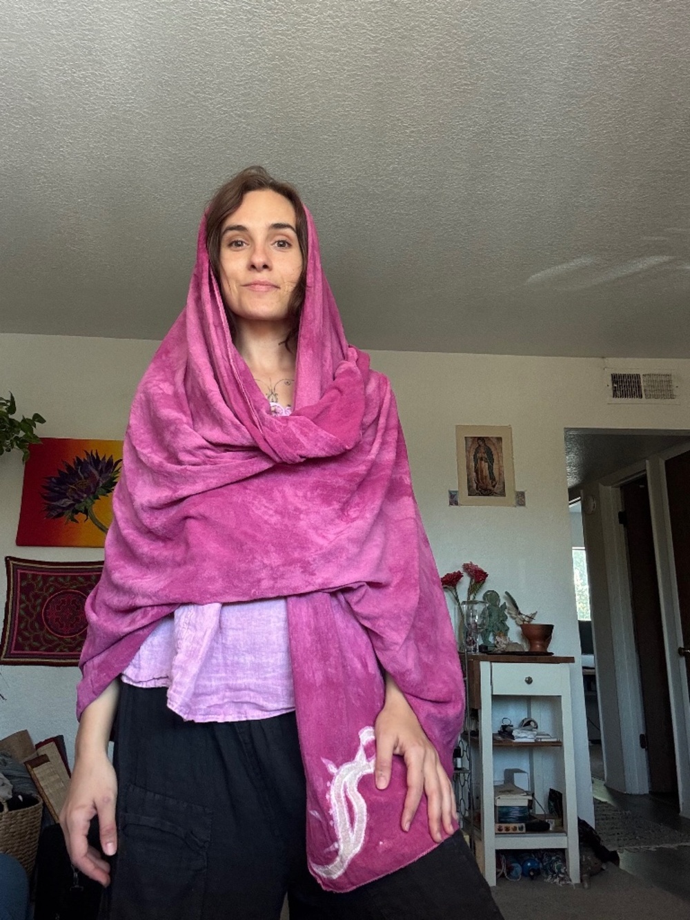 Plant Dyed Priestess Raw Silk Shawl